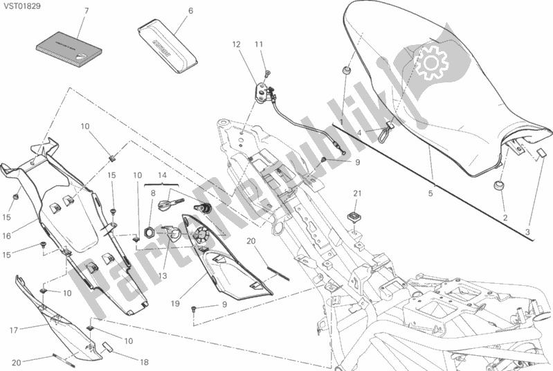 All parts for the Seat of the Ducati Monster 797 Thailand USA 2019